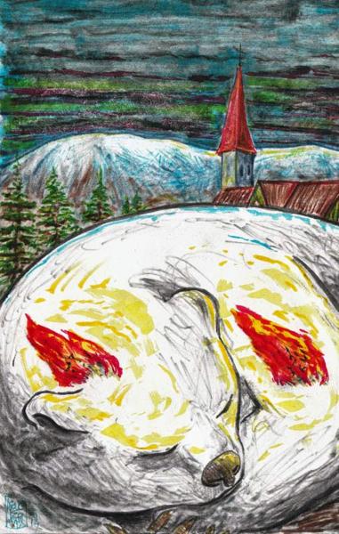 A bear that doesn't know whether he's dead or he's sleeping