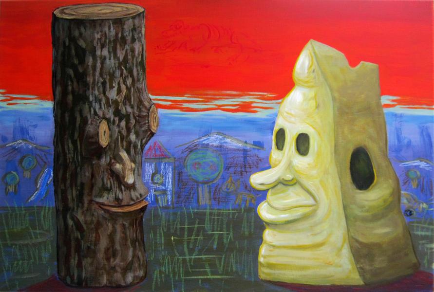Still life with wood and cheese